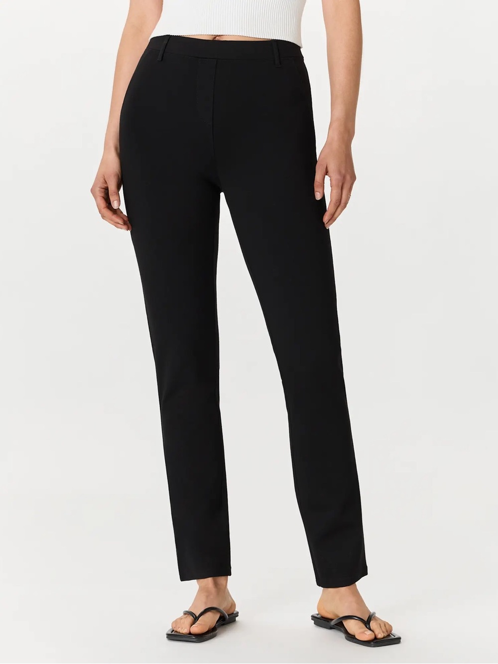 Quince Stretch Ponte Pants Tall Small Black Straight Pockets Career Minimalist